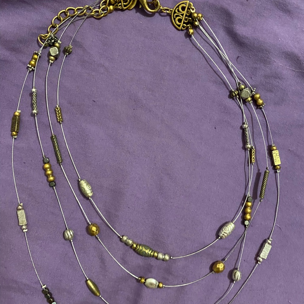 Premier brass and silver multi layer necklace